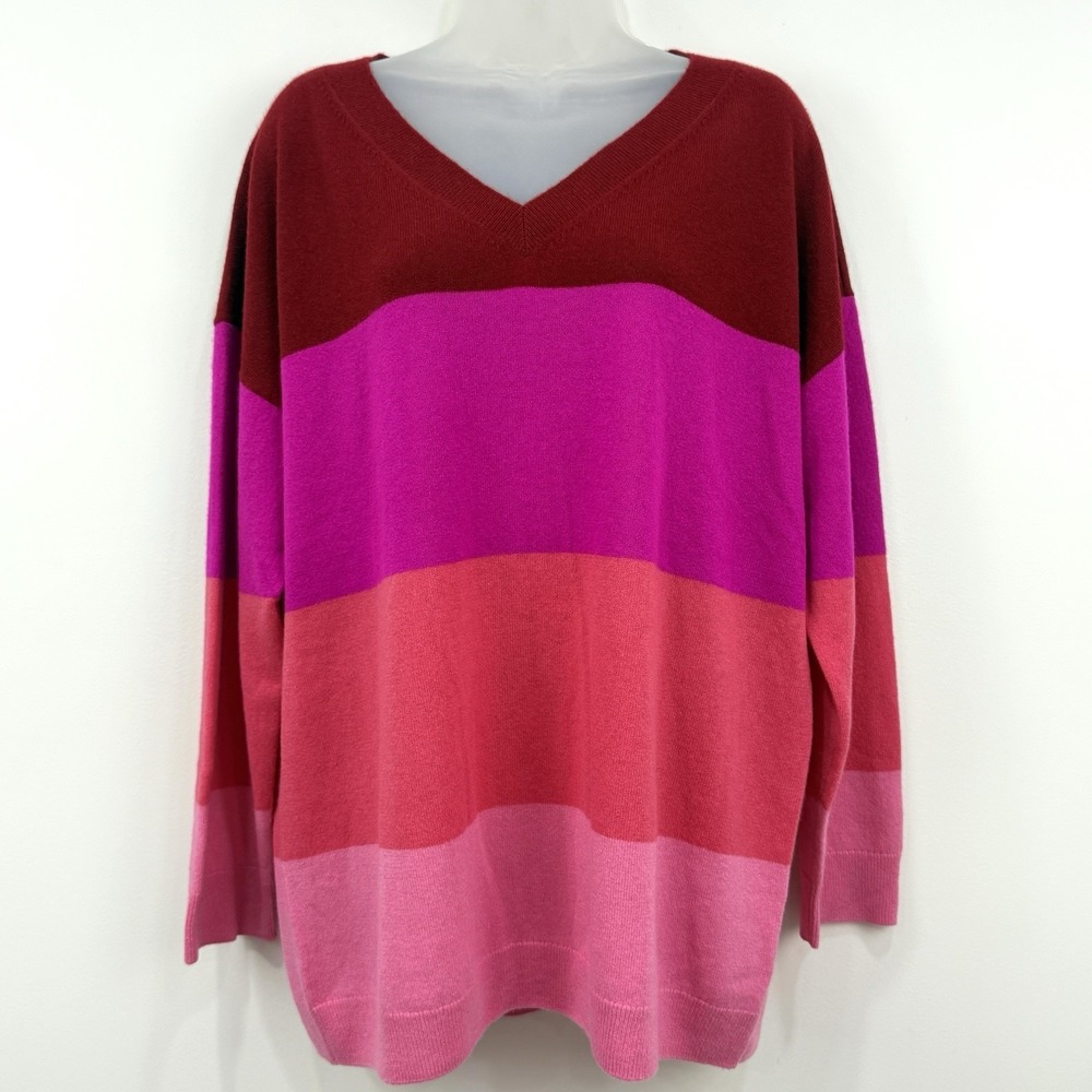 Talbots 100% Cashmere Sweater 2X NWT Colorblock Old Money Capsule Minimal Luxury